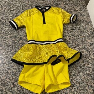 Weissman Yellow and Black Dress with Sequin Details